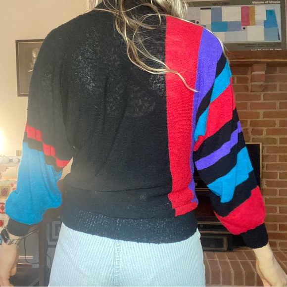 Vintage 90s West Coast Connection Lightweight Colorblock Art Turtleneck … - Picture 5 of 16